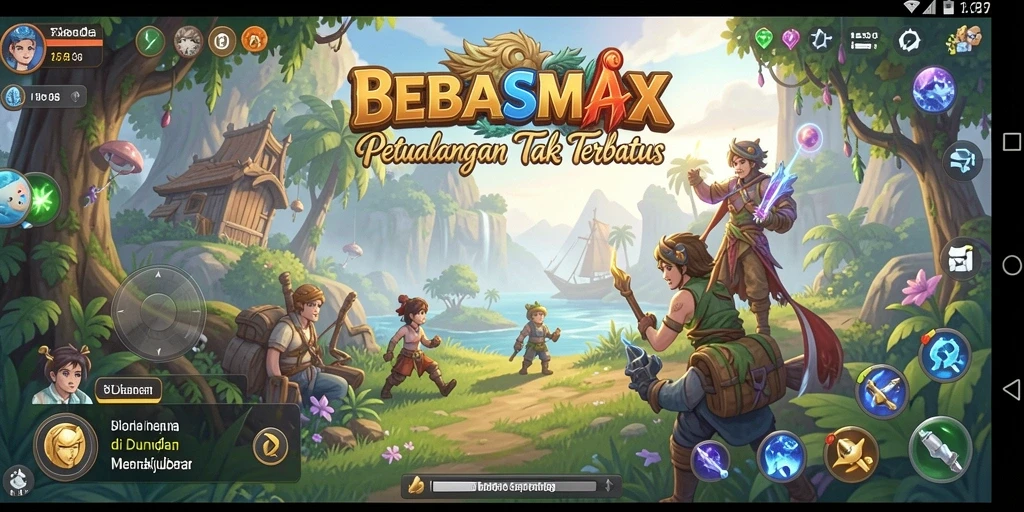 Screenshot gameplay BEBASMAX menampilkan dunia petualangan yang menakjubkan.