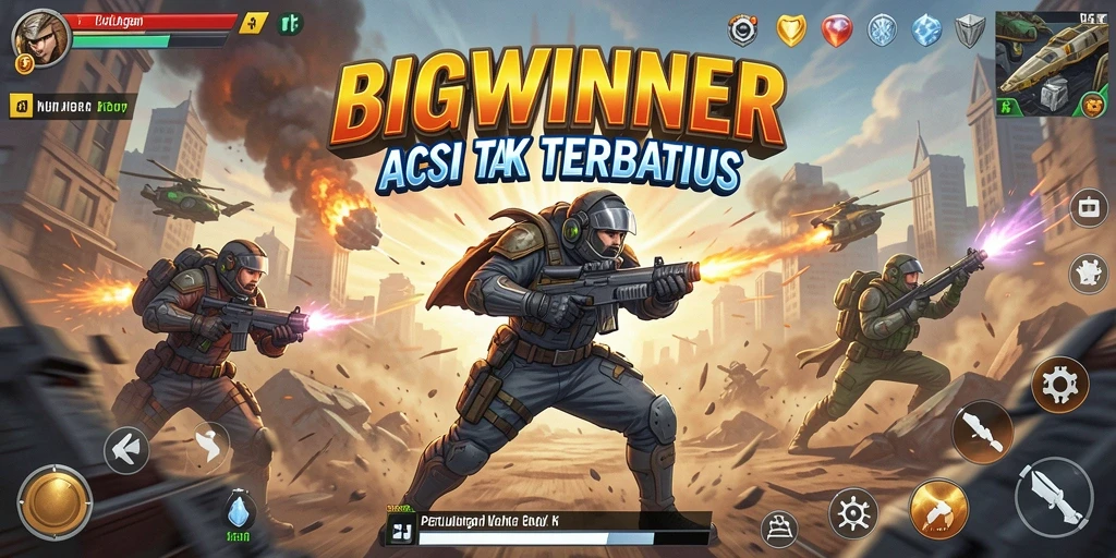 Gameplay mendebarkan dari BIGWINNER dengan pertarungan seru di setiap sudut.