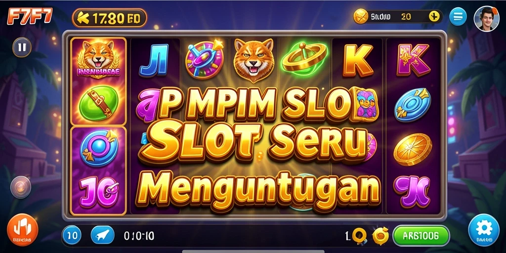 Tampilan gameplay menegangkan dengan simbol Slot berwarna-warni.