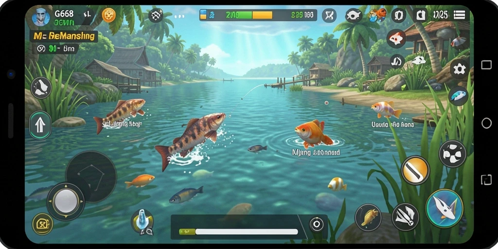 Tampilan gameplay G668 dengan momen memancing yang menarik dan menegangkan.