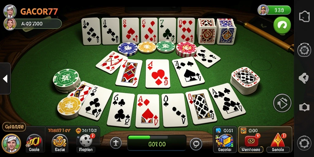 Screenshot GACOR77 menampilkan antarmuka permainan Gaple yang menarik.