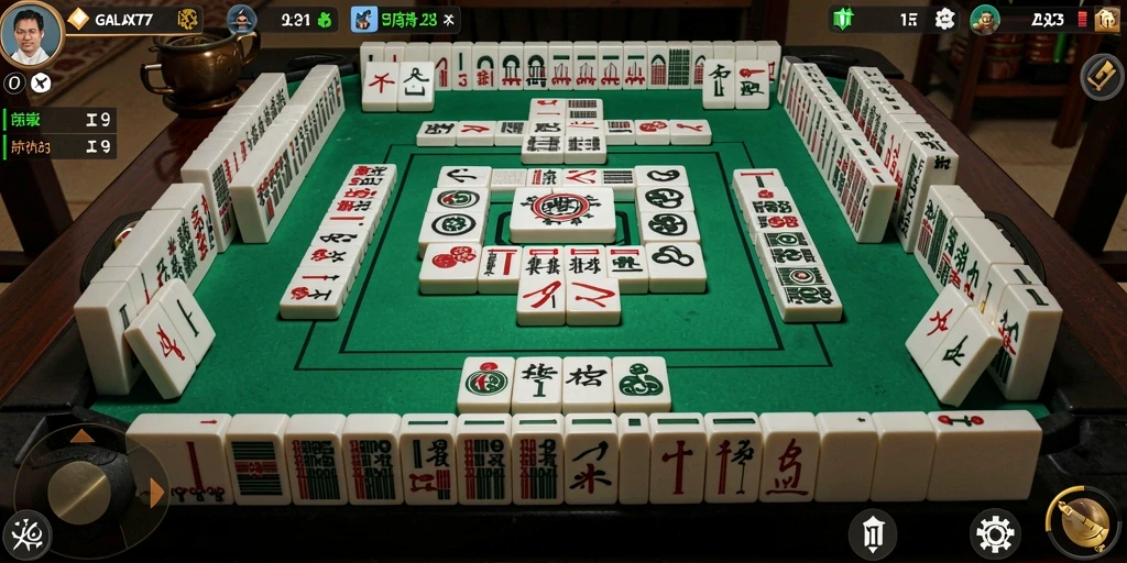 Tampilan menarik dari gameplay seru di GALAXY77 Mahjong.