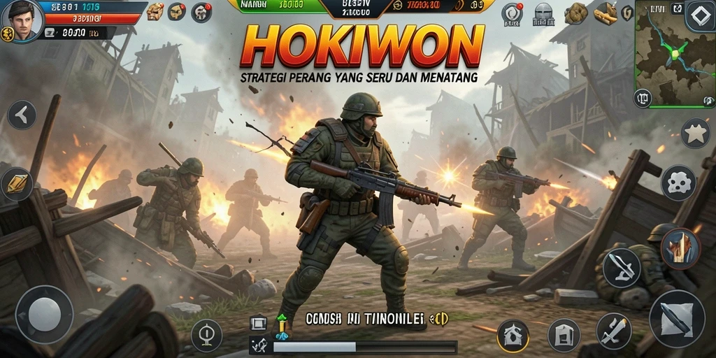 Tangkapan layar HOKIWON menampilkan pertempuran strategi yang intens dan mendebarkan.
