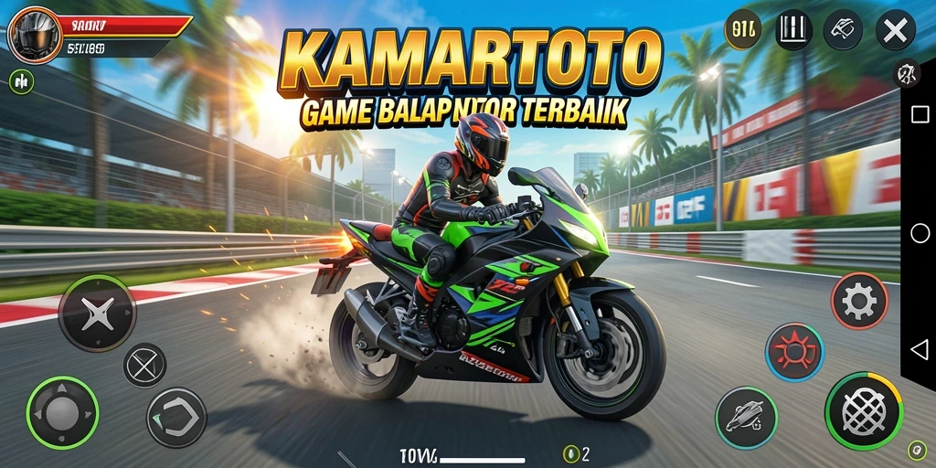 Gameplay KAMARTOTO menunjukkan balapan motor yang mendebarkan dan penuh aksi.