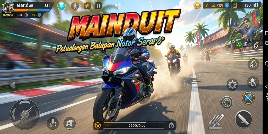 Tampilan gameplay seru balapan motor di MAINDUIT.