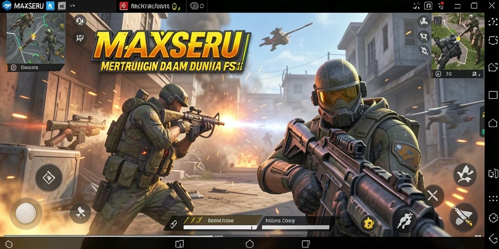 Screenshot gameplay <strong>MAXSERU</strong> menampilkan aksi tembak-menembak yang seru.