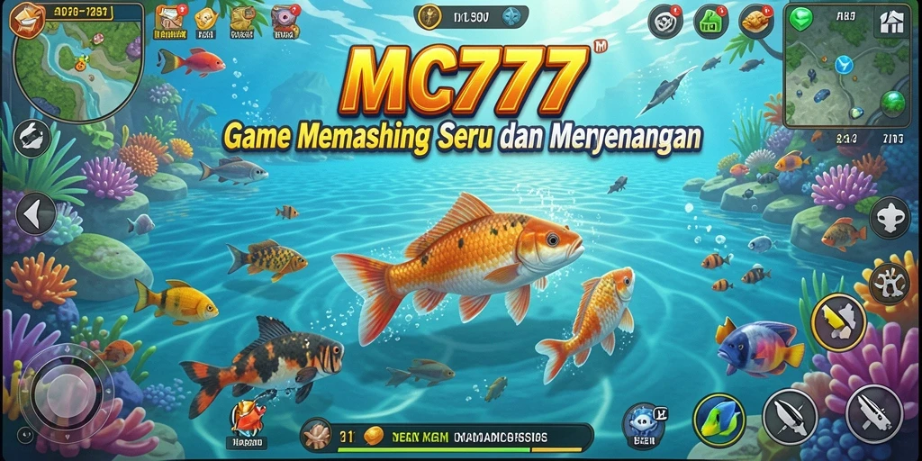 Tampilan gameplay seru memancing ikan dalam MC777.
