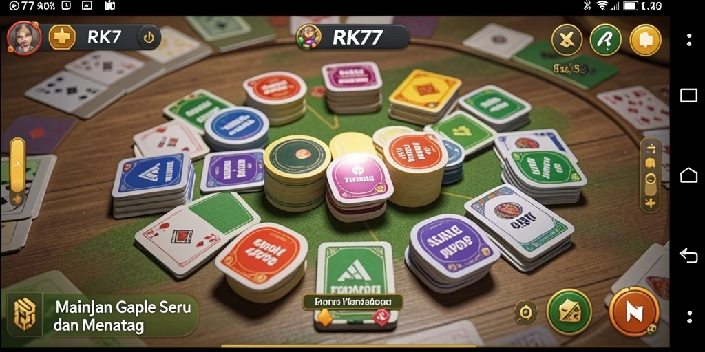 Screenshot gameplay RK77 yang menampilkan keseruan bermain Gaple.