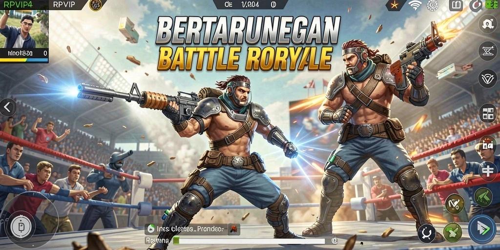 Screenshot gameplay RPVIP4 yang menunjukkan aksi seru dalam Battle Royale.