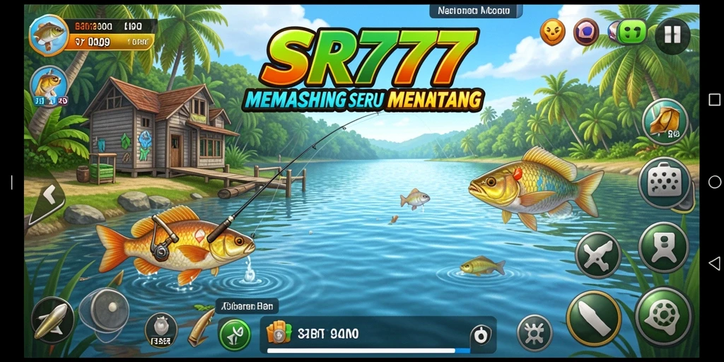 Screenshot gameplay SR777 menampilkan aksi memancing yang seru dan mendebarkan.