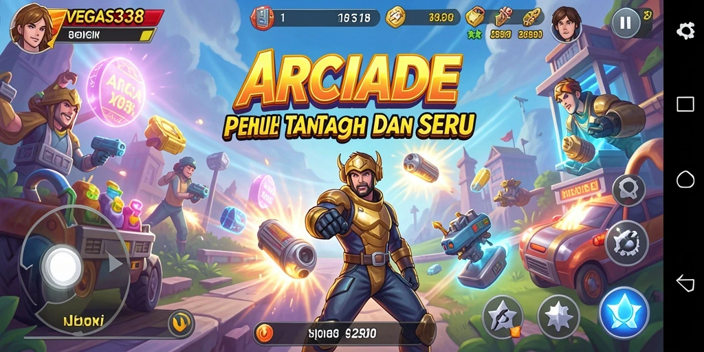 Tangkapan layar utama VEGAS338 menampilkan aksi gameplay arcade yang mendebarkan.